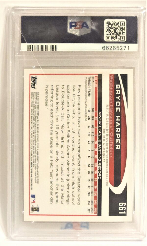 2012 Topps Bryce Harper Rookie Card #611 PSA 10 - Image 2